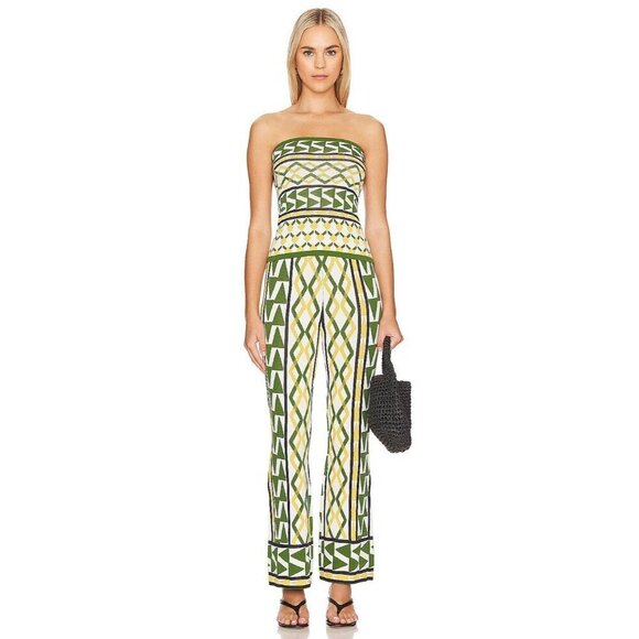 Misa Los Angeles Rialta Pants in Limoncello Geo Large New Womens Knit Trousers - Picture 1 of 14